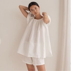 Deiji Studios Vintage Sleep Set in White Linen sz S/M